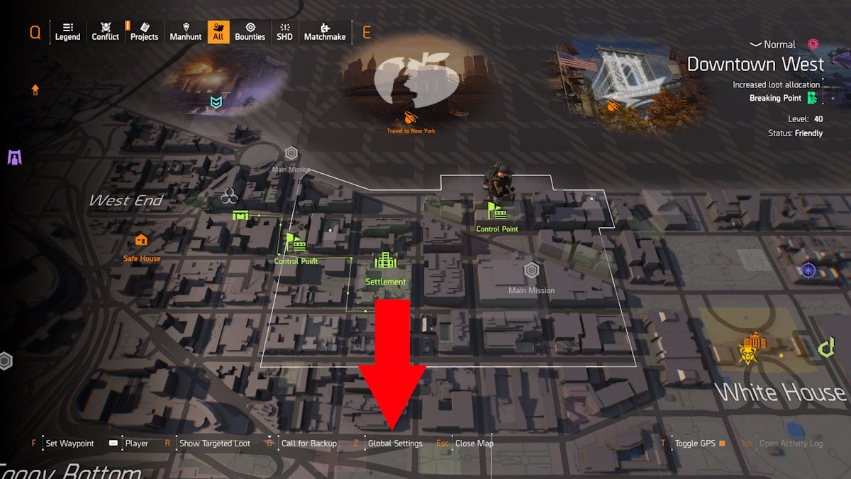 Comment reinitialiser les points de controle dans The Division 2 Division 2 Paramètres globaux