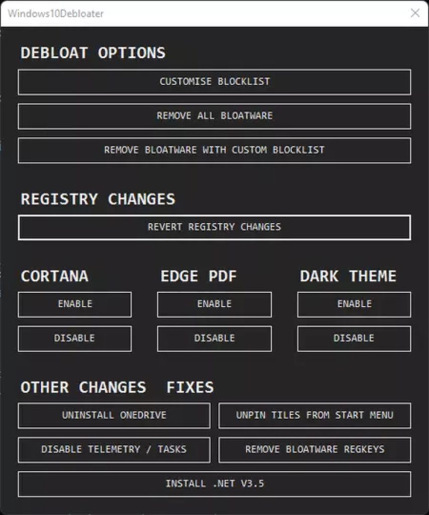 Windows10Debloater Windows10Debloater