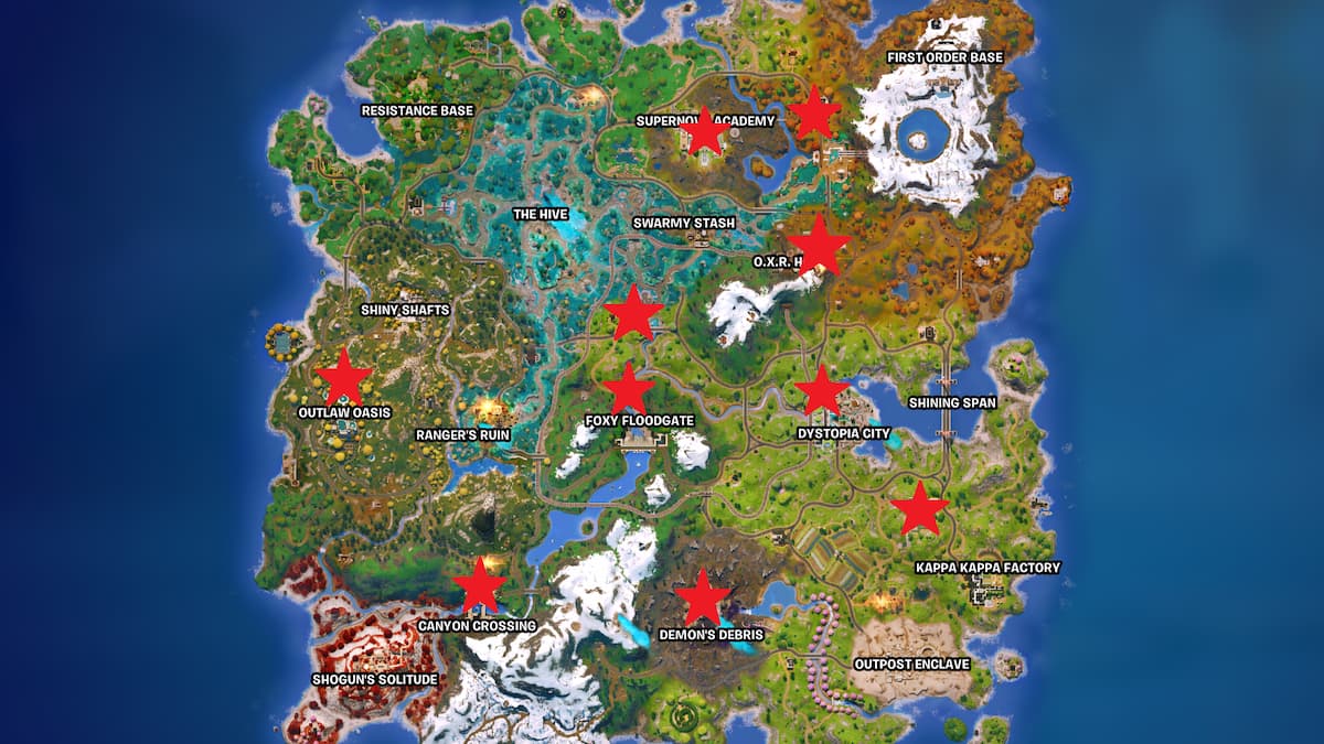 Tous les emplacements du gateau danniversaire dans Fortnite Chapitre 6 Tous les emplacements du gâteau d’anniversaire marqués sur la carte dans Fortnite