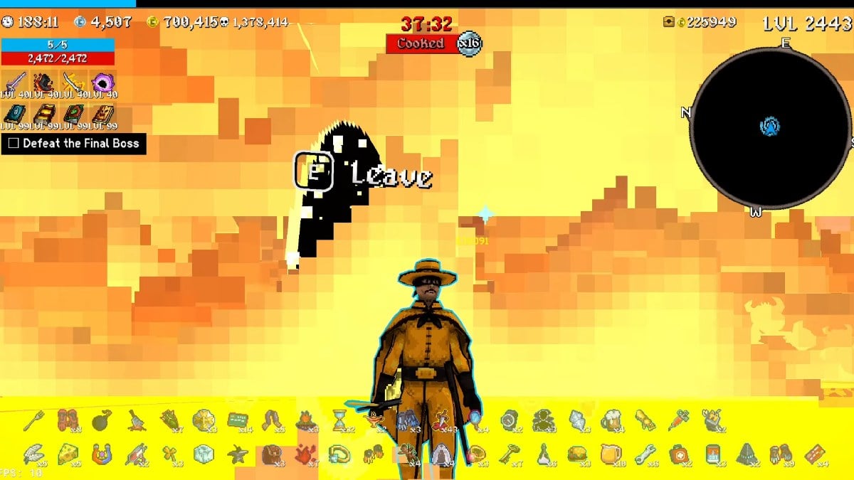 1759410762 436 La meilleure construction de bandit a Megabonk Megabonk record du monde de bandit construire une course avec des trous noirs et des flammes tout autour de bandit