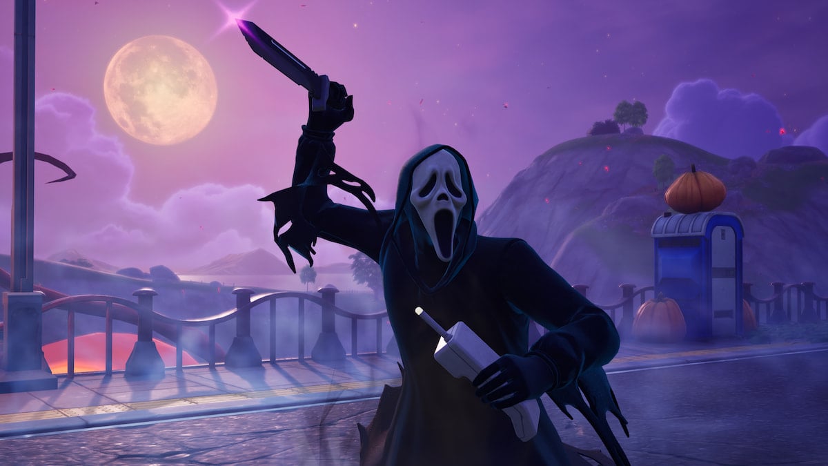 1760622376 845 Comment appeler les joueurs avec le dernier appel dans Fortnite Ghostface courant avec un couteau et un téléphone dans Fortnite