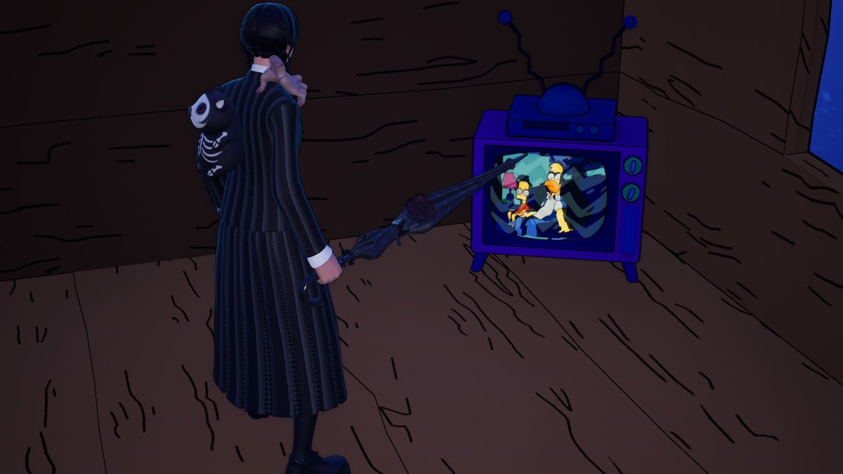 1761579489 537 Quand se termine le chapitre 6 de la saison 4 Mercredi en regardant la télé en jouant aux Simpson dans Fortnite