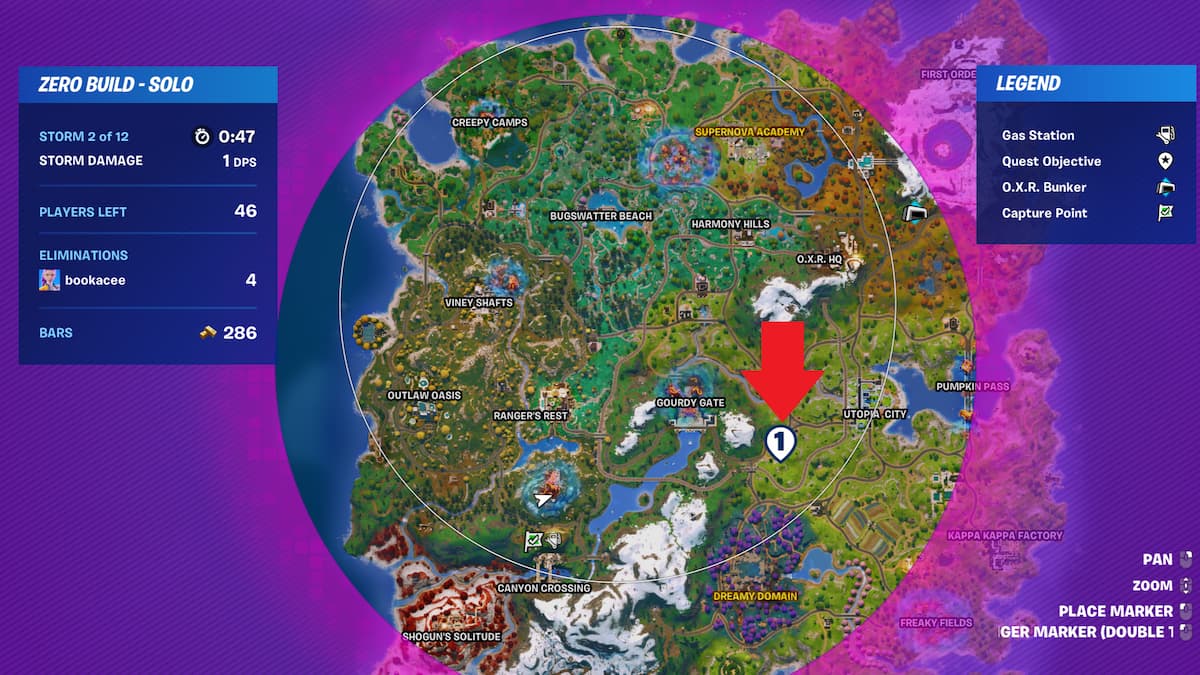 Comment affaiblir le point dacces de lessaim a lile dans Point d’accès en essaim marqué sur la carte dans fortnite