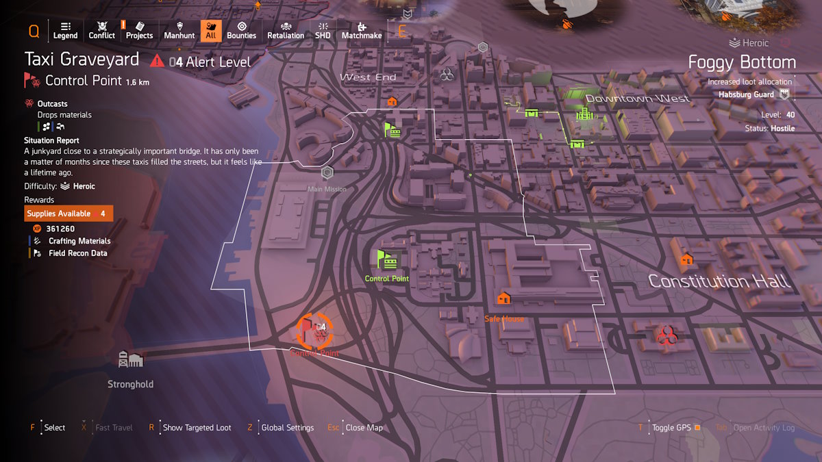 The Division 2 Y7S2 Scout 7 High Value Target Manhunt Riddle Cimetière de taxis de la Division 2