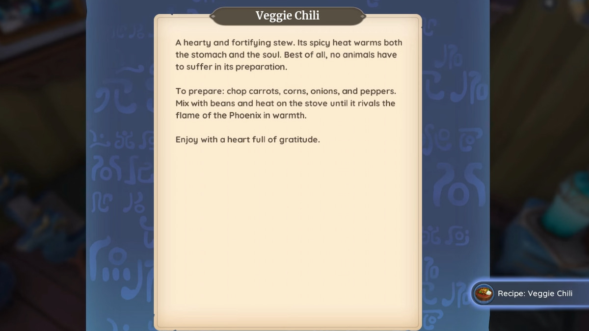 Comment obtenir et faire du chili vegetarien a Palia Chili végétarien au palia