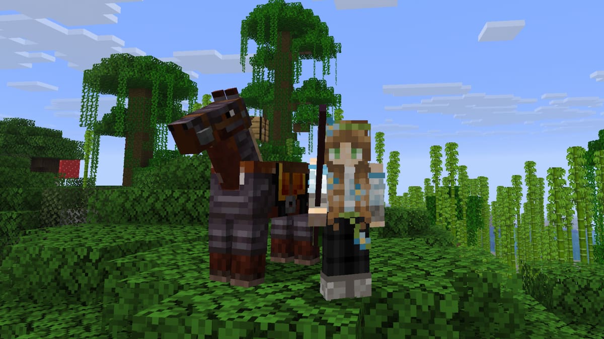 1765810647 740 Comment obtenir et utiliser une lance dans Minecraft À cheval en tenant un dragueur de mines à lance