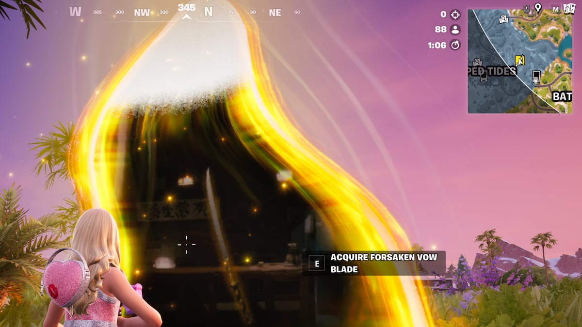 Comment entrer dans une porte de faille de voeu abandonnee Rester près de Forsaken Vow Rift Gate dans Fortnite