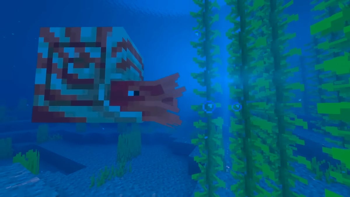 Compte a rebours de la mise a jour Minecraft Mounts Un Nautilus sous l’eau dans Minecraft