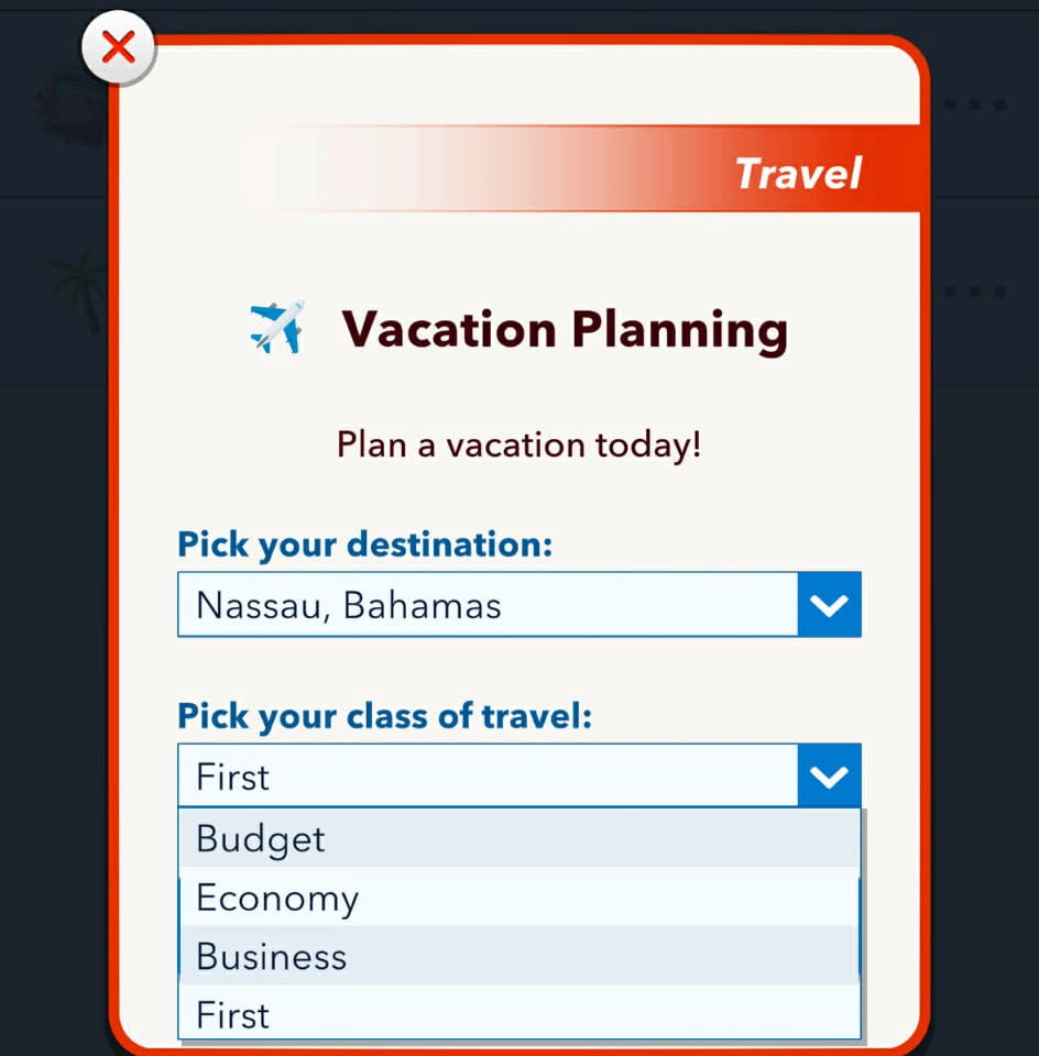 1767615234 752 Comment terminer la nouvelle annee le defi Nouveau Vous dans Planification de vacances en première classe sur BitLife