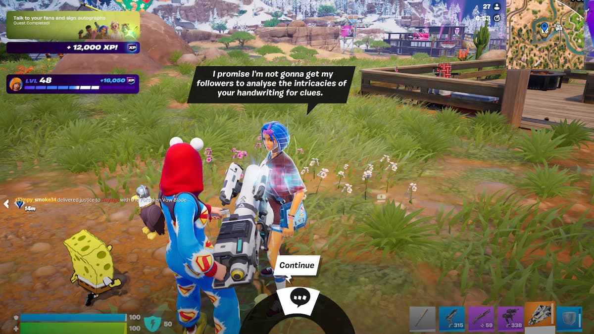 1767700383 28 Comment parler a vos fans et signer des autographes dans Signer un autographe avec un PNJ dans Fortnite
