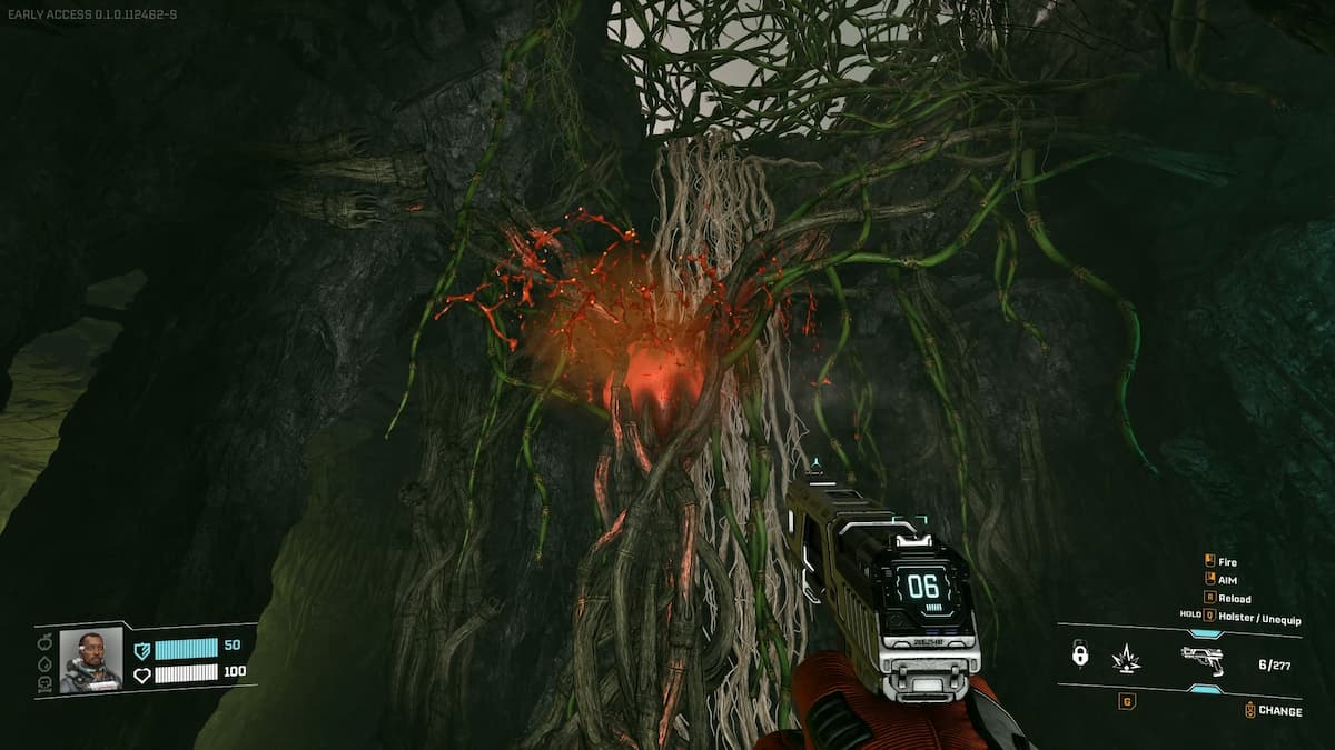 Tirer sur le Nœud Rouge dans la grotte