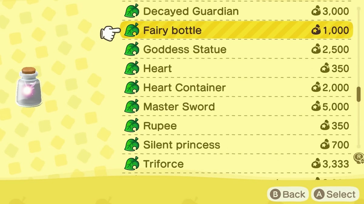 1768494595 756 Tous les objets Zelda et comment les obtenir dans Animal Quelques objets Zelda dans la boutique d’Animal Crossing