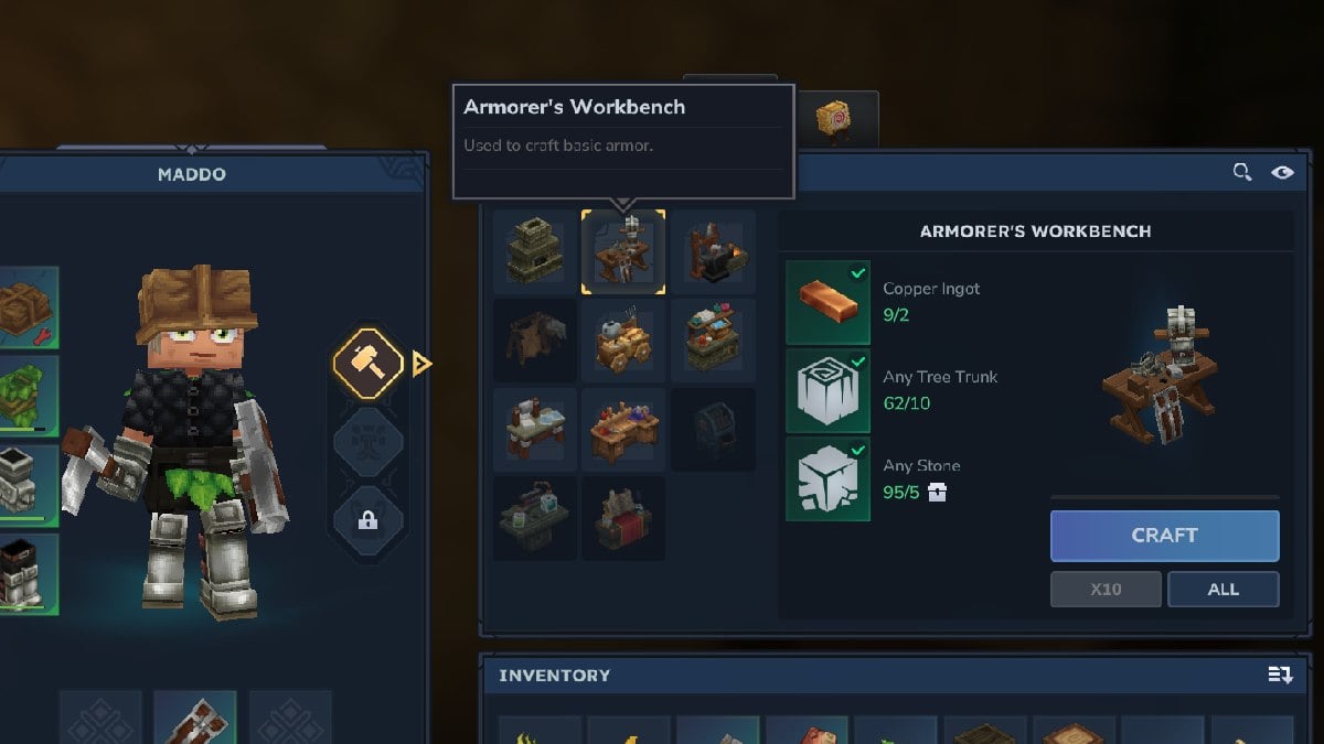Comment fabriquer une armure dans Hytale Établi de l’Armurière