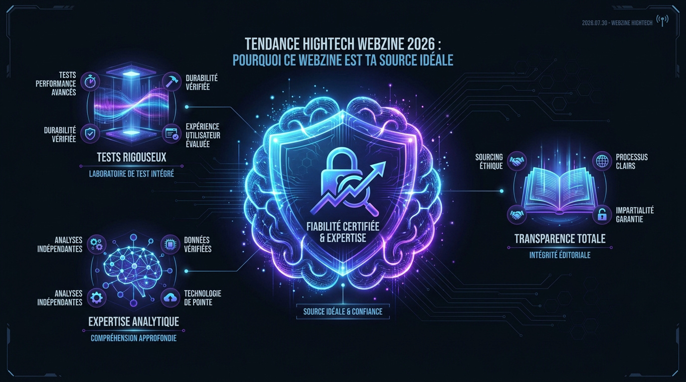 infographie webzine hightech 2026 fiabilite Infographie sur les critères de fiabilité d'un webzine high-tech en 2026