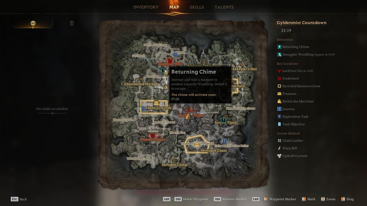 Guide des extractions dans Mistfall Hunter Carte normale de Hallowgrove Chasseur de Brume